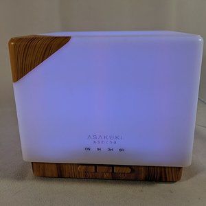 Asakuki Ultrasonic Essential Oil Diffuser 700ml 5 in 1 Cube LED Color White Wood